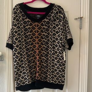 NWT Maeve by Anthropologie “Ellinor” Black and Cream Knit Sweater - Size XL